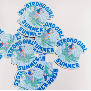 Free Strong Girl Summer Stickers